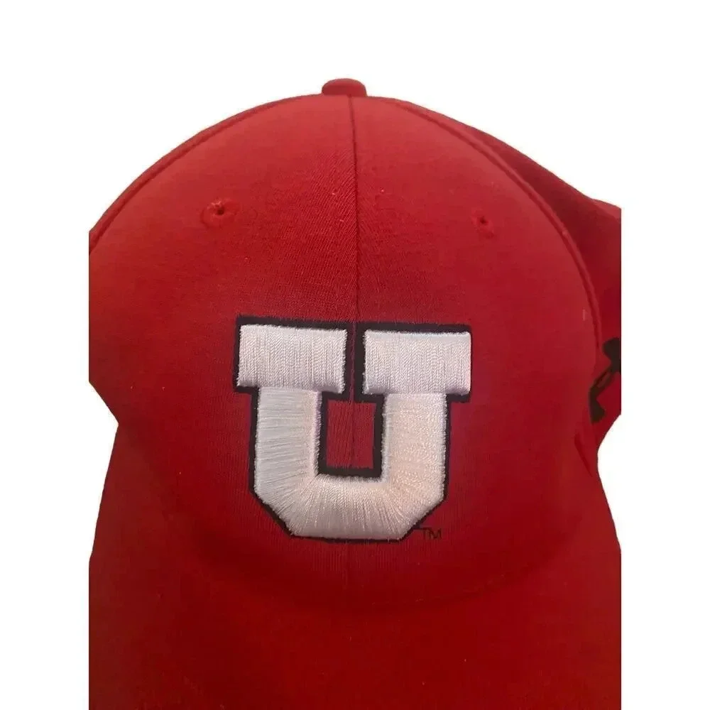 Under Armour Red Logo Fitted Curved Brim Baseball Cap